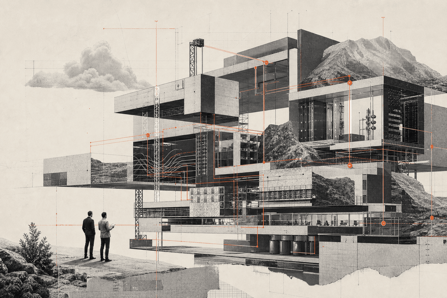 A modular enterprise architecture connected across systems, data, and operational layers
